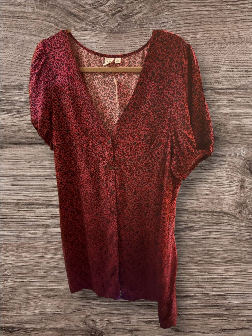 GAP Red Floral V-Neck Button-Front Tunic